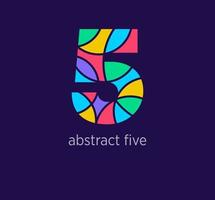 Modern abstract numeral five logo icon. Unique design color transitions. Colorful 5 number template. vector. vector