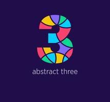 Modern abstract numeral three logo icon. Unique design color transitions. Colorful 3 number template. vector. vector