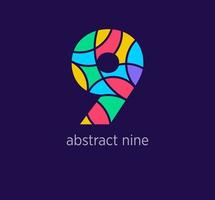 Modern abstract numeral nine logo icon. Unique design color transitions. Colorful 9 number template. vector. vector