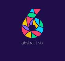 Modern abstract numeral six logo icon. Unique design color transitions. Colorful 6 number template. vector. vector