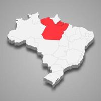 state location within Brazil 3d map Template for your design vector