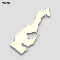 3d isometric map of Monaco isolated with shadow vector