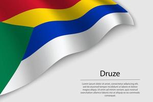 Wave flag of Druze is a religious symbol on white background. vector