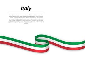 Waving ribbon or banner with flag of Italy. Template for independence day vector