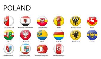 all Flags of regions of Poland template for your design vector