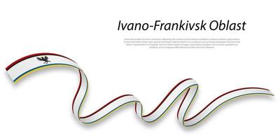 Waving ribbon or stripe with flag of Ivano-Frankivsk Oblast vector