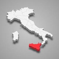 región ubicación dentro Italia 3d mapa modelo para tu diseño vector