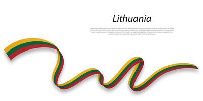 Waving ribbon or banner with flag of Lithuania. vector