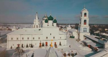 Aerial View of the Winter Monastery in Pereslavl Zalessky, Russia video