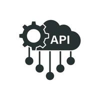 API icon in flat style. Software integration vector illustration on isolated background. Algorithm programming sign business concept.