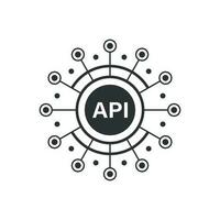 API icon in flat style. Software integration vector illustration on isolated background. Algorithm programming sign business concept.