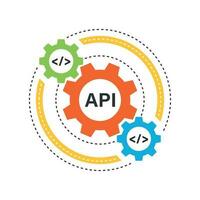 API icon in flat style. Software integration vector illustration on isolated background. Algorithm programming sign business concept.