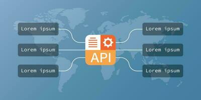 API icon in flat style. Software integration vector illustration on isolated background. Algorithm programming sign business concept.