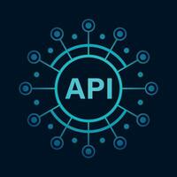 API icon in flat style. Software integration vector illustration on isolated background. Algorithm programming sign business concept.