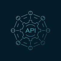 API icon in flat style. Software integration vector illustration on isolated background. Algorithm programming sign business concept.