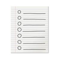 Realistic line paper note icon in flat style. To do list icon with hand drawn text vector illustration on isolated background.  Office stationery notebook sign business concept.