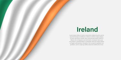 Wave flag of Ireland on white background. vector