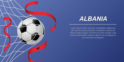 Soccer background with flying ribbons in colors of the flag of Albania vector