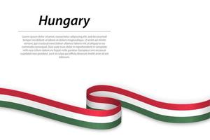 Waving ribbon or banner with flag of Hungary. Template for independence day vector