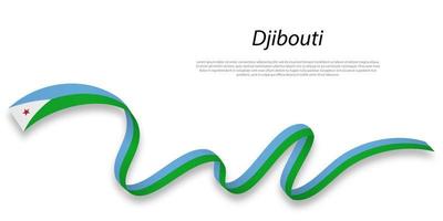 Waving ribbon or banner with flag of Djibouti. vector