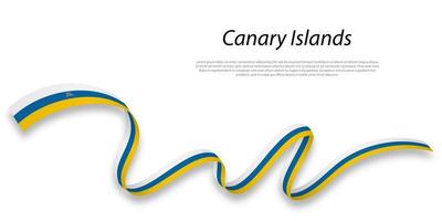 Waving ribbon or stripe with flag of Canary Islands vector