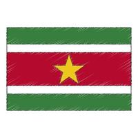 Hand drawn sketch flag of Suriname. doodle style icon vector
