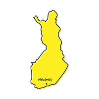 Simple outline map of Finland with capital location vector