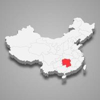 provincia ubicación dentro China 3d mapa modelo para tu diseño vector