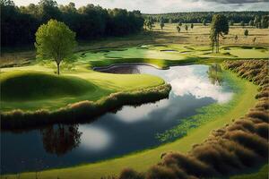 foto realista golf curso campo. ai generado