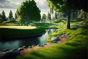 Photo realistic Golf course field.