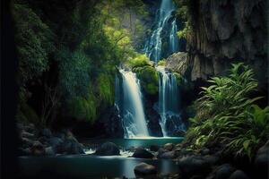 Waterfall in nature. photo