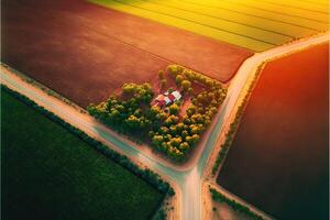 ai generado aéreo paisaje tiros, verano y gratis espacio foto