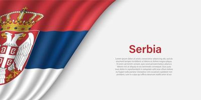 Wave flag of Serbia on white background. vector