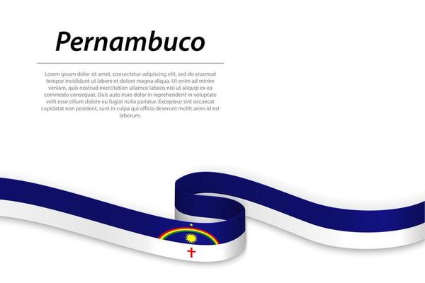Waving ribbon or banner with flag of Pernambuco