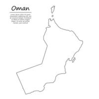 Simple outline map of Oman, in sketch line style vector