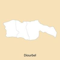 High Quality map of Diourbel is a region of Senegal, vector