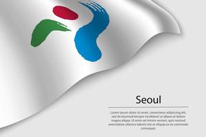 Wave flag of Seoul is a state of South Korea. vector