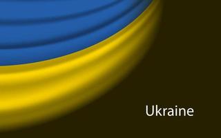 Wave flag of Ukraine on dark background. Banner or ribbon vector