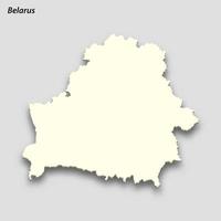 3d isometric map of Belarus isolated with shadow vector