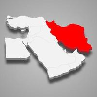 Iran country location within Middle East 3d map vector