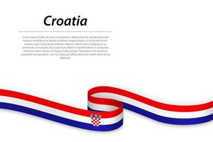 Waving ribbon or banner with flag of Croatia. Template for independence day vector