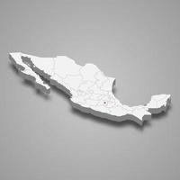 mexico ciudad región ubicación dentro mexico 3d mapa vector