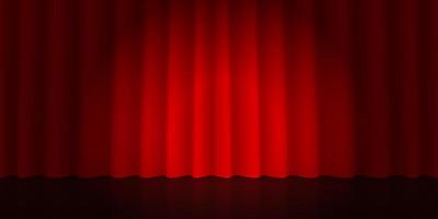 3d realistic scene with red curtain and spotlight. vector