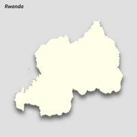 3d isometric map of Rwanda isolated with shadow vector