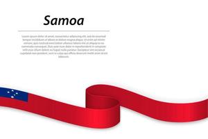 Waving ribbon or banner with flag of Samoa vector