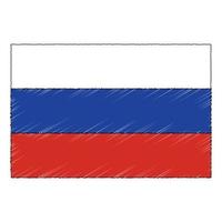 Hand drawn sketch flag of Russia. doodle style icon vector