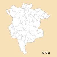 alto calidad mapa de m'sila es un provincia de Argelia vector