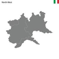 alto calidad mapa noroeste región de Italia, con fronteras vector