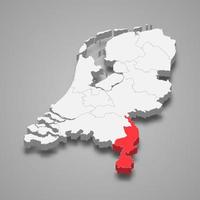 Limburg province location within Netherlands 3d map vector