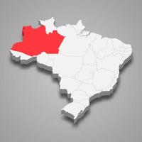 state location within Brazil 3d map Template for your design vector